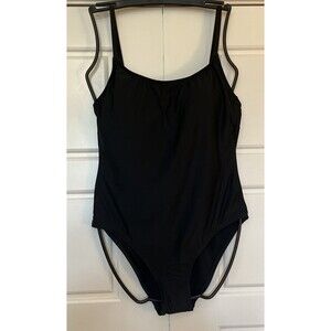 NWT HURLEY Women’s Large One-Piece Swimsuit Solid Black UPF 50+ Bathing Suit - L